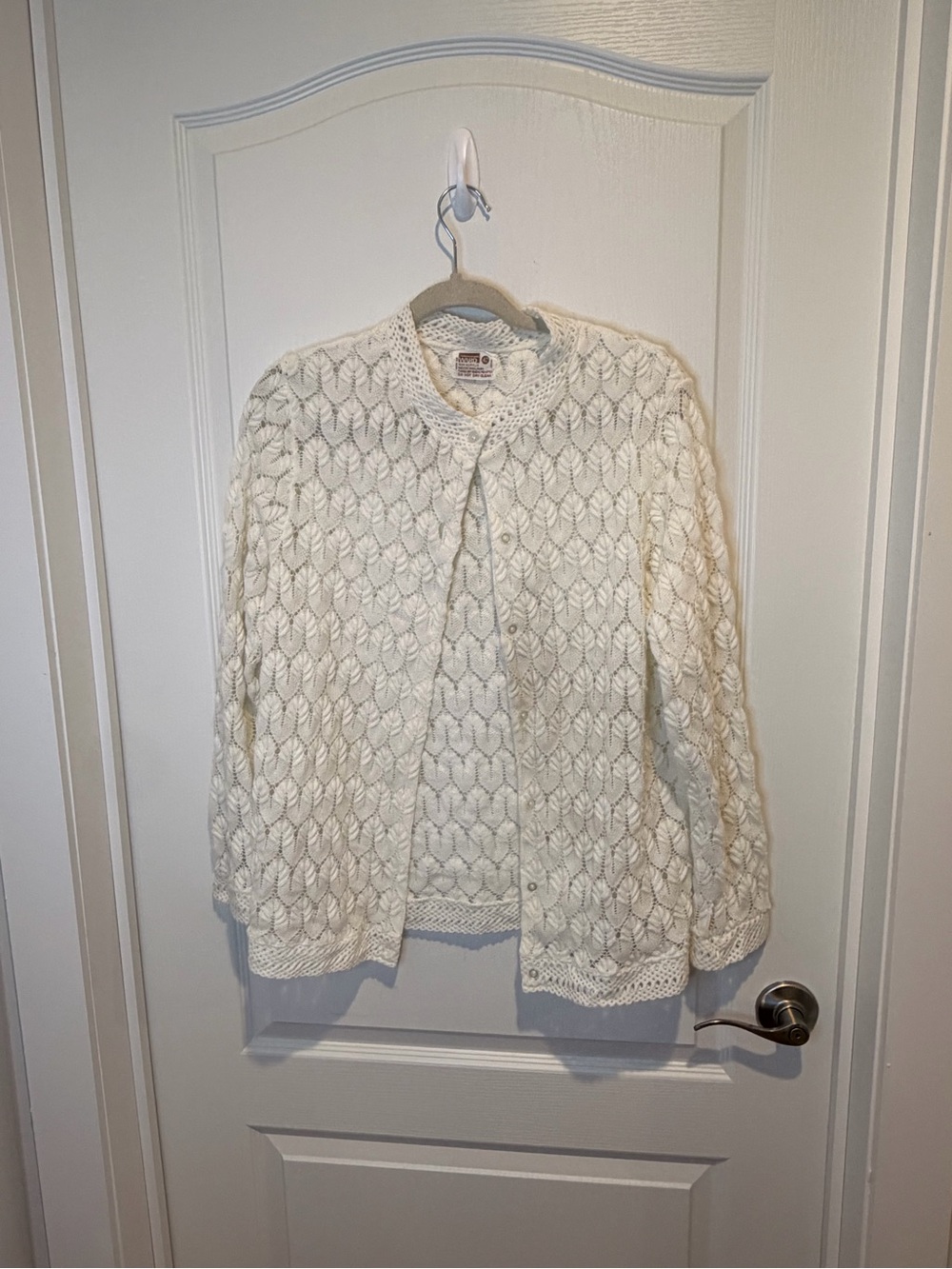 Vintage Montgomery Ward Cream Cable Knit Button-Front Women's Sweater